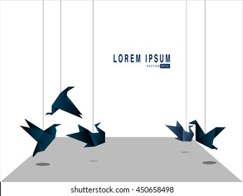 Origami paper bird vector illustration. Template for your presentation slide, background polygon style, good for website design. 