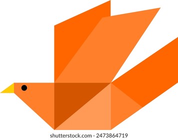 origami paper bird vector image or clipart for craft work or project. simple origami bird vector art