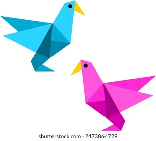 origami paper bird vector image or clipart for craft work or project. simple origami bird vector art