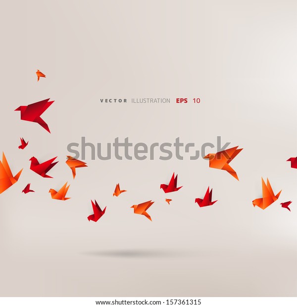 折り紙の鳥 ベクターイラスト 多角形 紙の折り方 日本の折り紙の鶴 ハト 抽象的な背景に飛ぶ鳥 折り紙の歴史 飛ぶ紙のフィギュア のベクター画像素材 ロイヤリティフリー