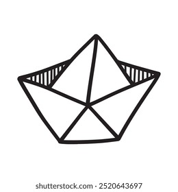 ilustração de doodle desenhado à mão de barco de papel origami