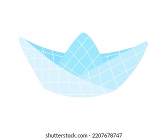 Origami paper boat isolated on white background. Simple doodle vector illustration.