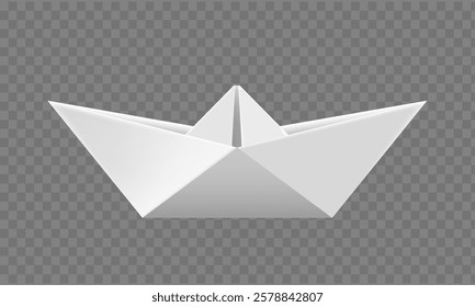 Origami paper boat. Isolated on transparent background. Vector illustration