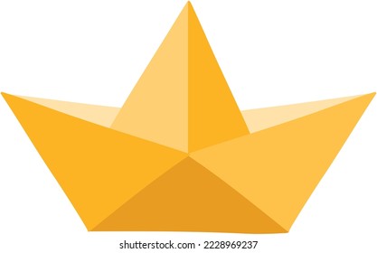 Origami paper boat, ship, triangular folded paper crafty styled vector