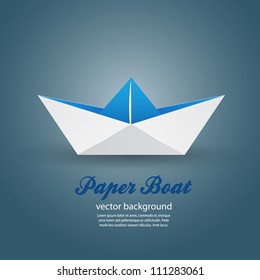 Origami Paper Boat . Vector