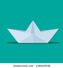Origami paper boat vector flat design.