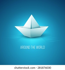 Origami paper boat . Vector illustration EPS 10