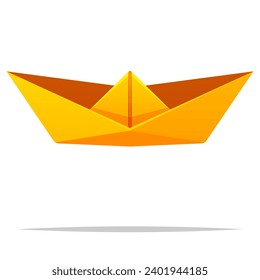 Origami paper boat vector isolated illustration