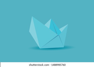 origami paper boat.Folded paper boat created from vector