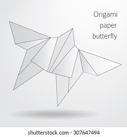 Origami paper butterfly on white background