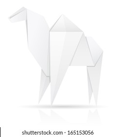 origami paper camel vector illustration isolated on white background
