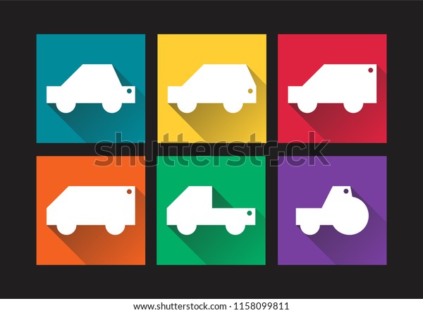 Origami paper cars flat icon\
set