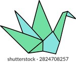 Origami Paper Crane Flat Vector Icon