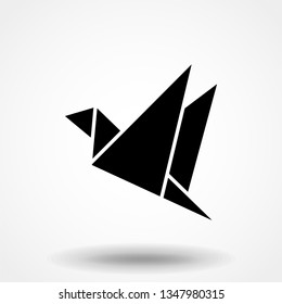 Origami paper cranes icon. Vector. Flat design.