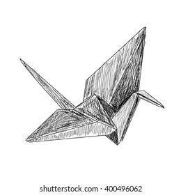 582  Oragami dove 2d drawing sketch for wallpaper