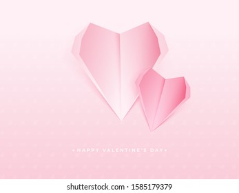 Origami Paper Cut Hearts on Pink Background for Happy Valentine's Day Celebration.