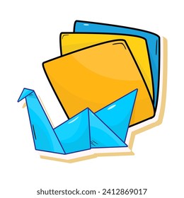 origami paper doodle sticker illustration