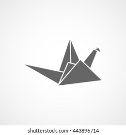Origami Paper Flat Icon On White Background