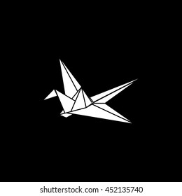 Origami Paper Flat Icon On Black Background
