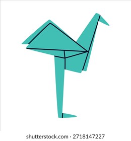Origami Paper Folding Bird Shape Vector Illustration
