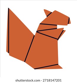 Papel de origami plegable forma de ardilla marrón Ilustración vectorial