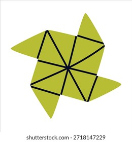 Origami Paper Folding Green Shape Vector Illustration