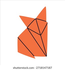 Papel de origami plegable naranja forma de zorro Ilustración vectorial