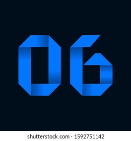 Origami paper font Number Six, 6. 3d rendering isolated on black background. For party poster, greeting card, banner or invitation. Cute numerical icons and signs.