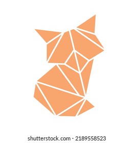 Origami paper fox in a flat style. Colorful origami birds collection. Vector illustration