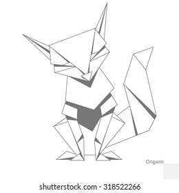 Origami paper fox vector illustration
