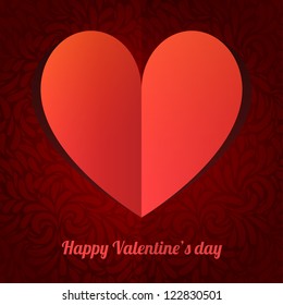 Origami paper heart with message: Happy Valentine's day
