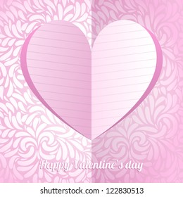 Origami paper heart with message: Happy Valentine's day