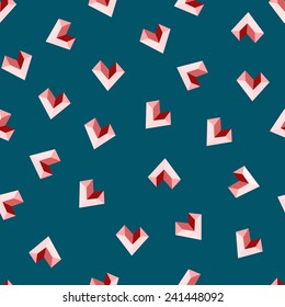 origami paper hearts seamless pattern