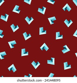 origami paper hearts seamless pattern