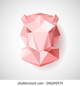Origami paper hippopotamus. Abstract animal. vector illustration