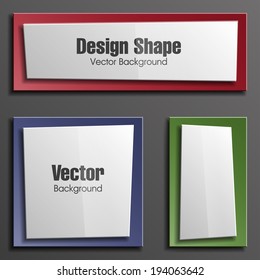 Origami paper infographic colorful banners set. Design shape. Vector label tag.