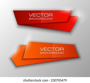 Origami paper infographic colorful banners set. Design shape. Vector label tag.