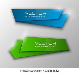 Origami paper infographic colorful banners set. Design shape. Vector label tag.