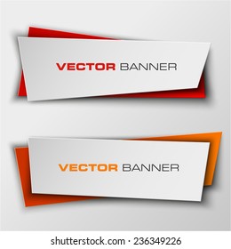 Origami paper infographic colorful banners set. Design shape. Vector label tag.