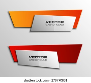 Origami paper infographic colorful banners set. Annotation ribbon. Design shape. Vector label tag. 