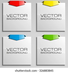 Origami paper infographic colorful banners set. Annotation ribbon. Design shape. Speech talking cloud. Vector label tag. 