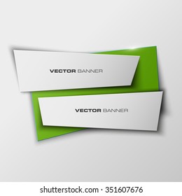 Origami paper infographic colorful banners set. Annotation ribbon. Design shape. Speech talking cloud. Vector label tag. 