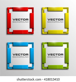 Origami paper infographic colorful banners set. Annotation ribbon. Design shape. Speech talking cloud. Vector label tag. 