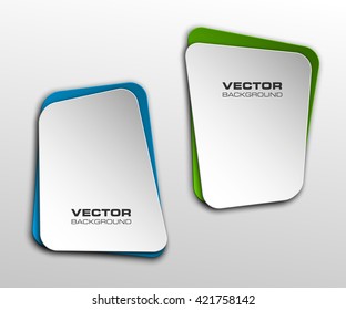 Origami paper infographic colorful banners set. Annotation ribbon. Design shape. Speech talking cloud. Vector label tag. 