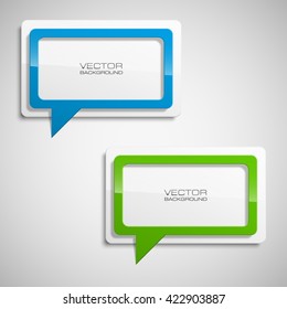 Origami paper infographic colorful banners set. Annotation ribbon. Design shape. Speech talking cloud. Vector label tag. 
