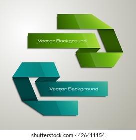 Origami paper infographic colorful banners set. Annotation ribbon. Design shape. Speech talking cloud. Vector label tag. 