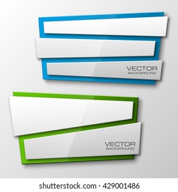 Origami paper infographic colorful banners set. Annotation ribbon. Advertising Design shape. Speech talking cloud. Vector label tag. 
