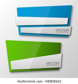 Origami paper infographic colorful banners set. Annotation ribbon. Advertising Design shape. Speech talking cloud. Vector label tag. 