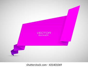 Origami paper infographic colorful banners set. Annotation ribbon. Advertising Design shape. Speech talking cloud. Vector label tag. 