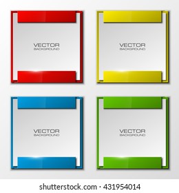 Origami paper infographic colorful banners set. Annotation ribbon. Advertising Design shape. Speech talking cloud. Vector label tag. 